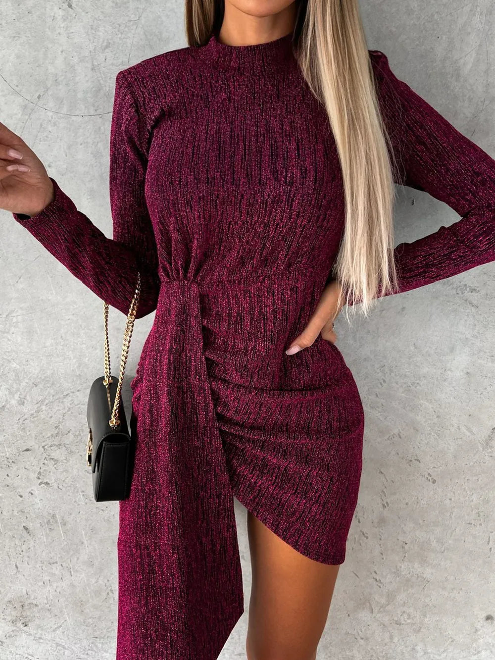 New hot stamping fashionable long sleeved dress casual party high neck dress - FITzzE rghbeu-b4.myshopify.com New hot stamping fashionable long sleeved dress casual party high neck dress