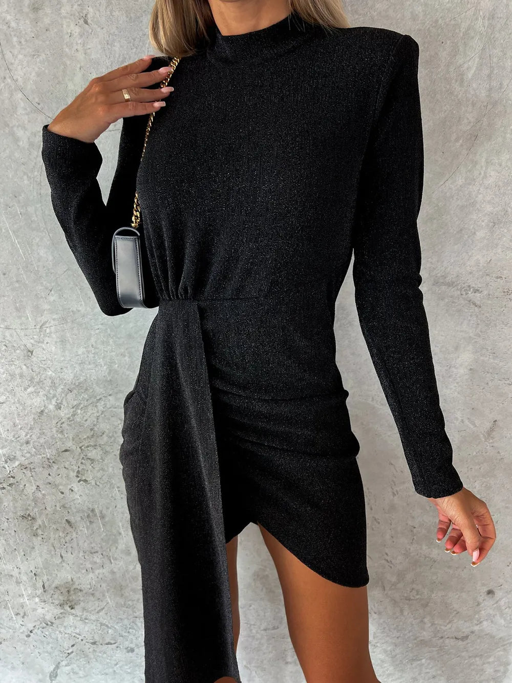 New hot stamping fashionable long sleeved dress casual party high neck dress - FITzzE rghbeu-b4.myshopify.com New hot stamping fashionable long sleeved dress casual party high neck dress