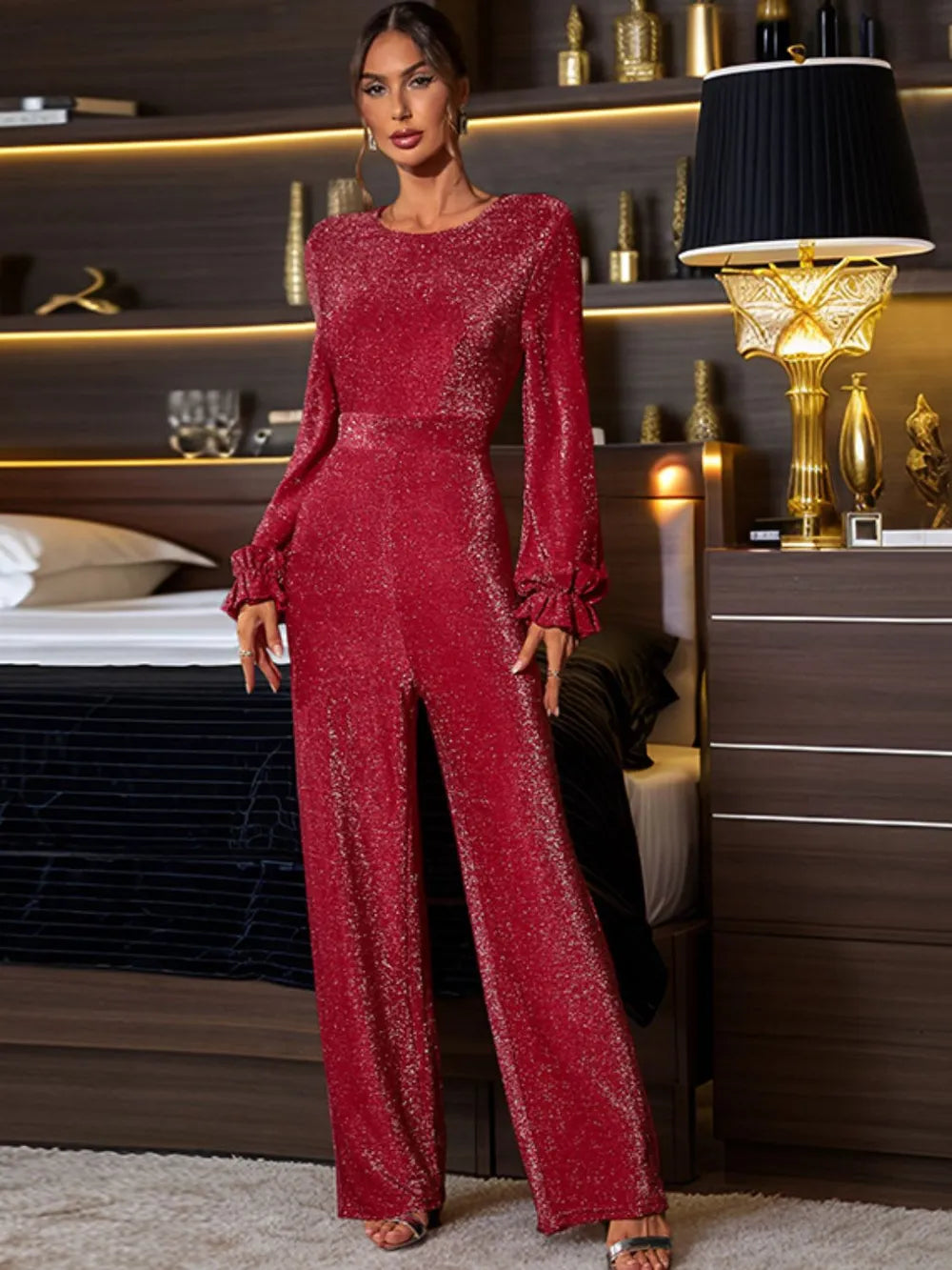 Perfee Cutout Round Neck Long Sleeve Jumpsuit - FITzzE rghbeu-b4.myshopify.com Perfee Cutout Round Neck Long Sleeve Jumpsuit