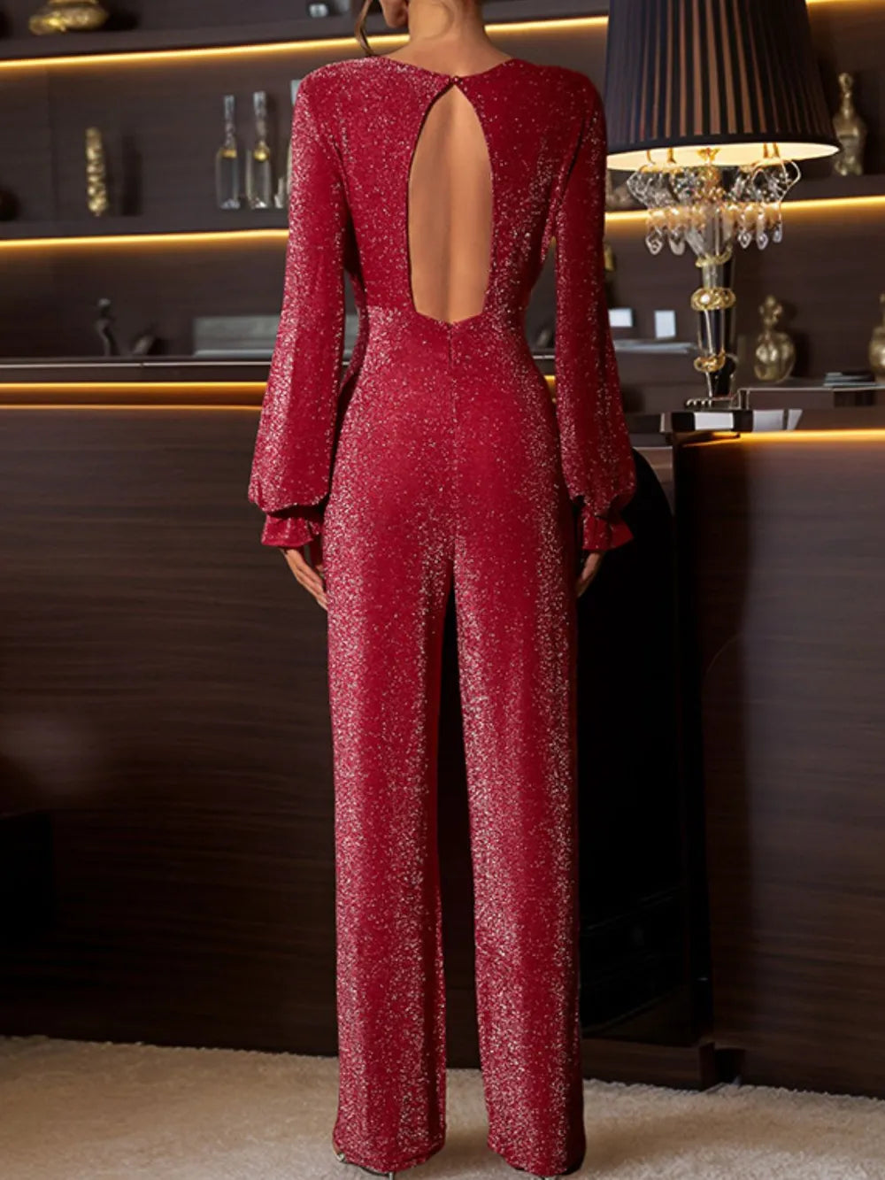 Perfee Cutout Round Neck Long Sleeve Jumpsuit - FITzzE rghbeu-b4.myshopify.com Perfee Cutout Round Neck Long Sleeve Jumpsuit