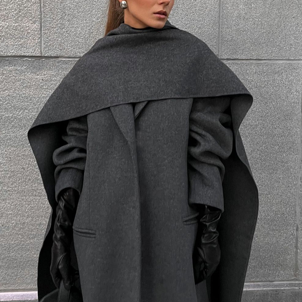 Scarf colla coat cloak long vintage coat gray fashion jacket - FITzzE rghbeu-b4.myshopify.com Scarf colla coat cloak long vintage coat gray fashion jacket