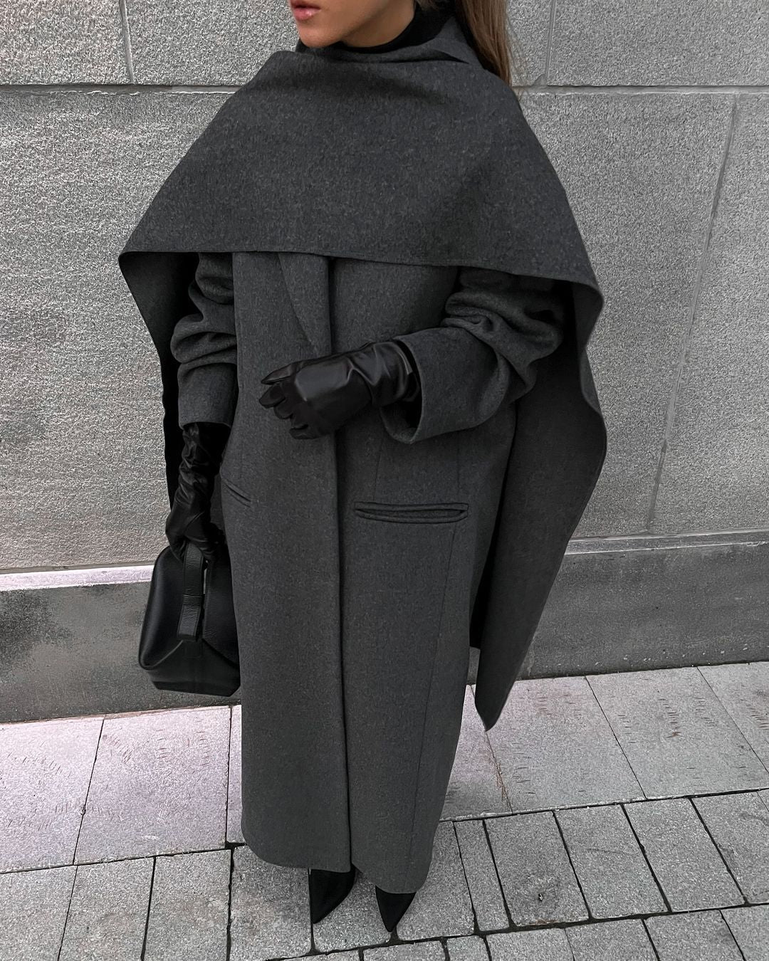 Scarf colla coat cloak long vintage coat gray fashion jacket - FITzzE rghbeu-b4.myshopify.com Scarf colla coat cloak long vintage coat gray fashion jacket