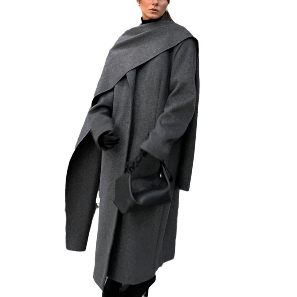 Scarf colla coat cloak long vintage coat gray fashion jacket - FITzzE rghbeu-b4.myshopify.com Scarf colla coat cloak long vintage coat gray fashion jacket