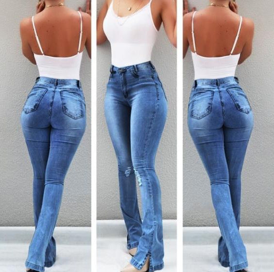 Stretch Flare High Waist Jeans Trousers For Women - FITzzE rghbeu-b4.myshopify.com Stretch Flare High Waist Jeans Trousers For Women