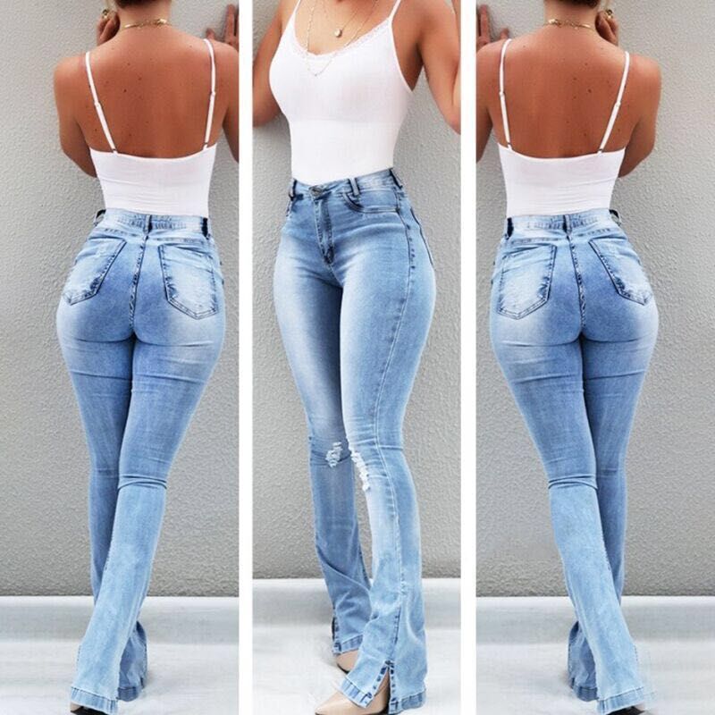 Stretch Flare High Waist Jeans Trousers For Women - FITzzE rghbeu-b4.myshopify.com Stretch Flare High Waist Jeans Trousers For Women