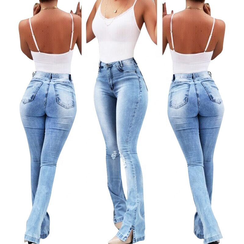 Stretch Flare High Waist Jeans Trousers For Women - FITzzE rghbeu-b4.myshopify.com Stretch Flare High Waist Jeans Trousers For Women