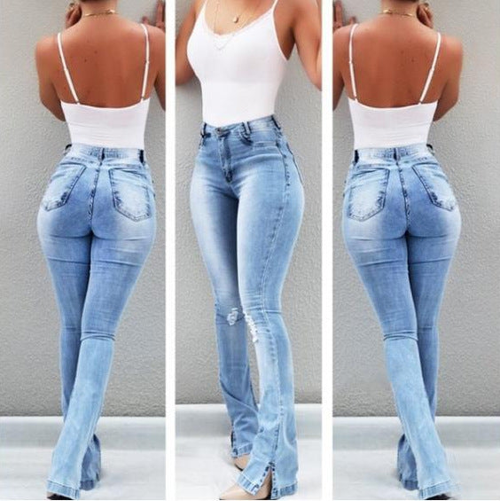 Stretch Flare High Waist Jeans Trousers For Women - FITzzE rghbeu-b4.myshopify.com Stretch Flare High Waist Jeans Trousers For Women