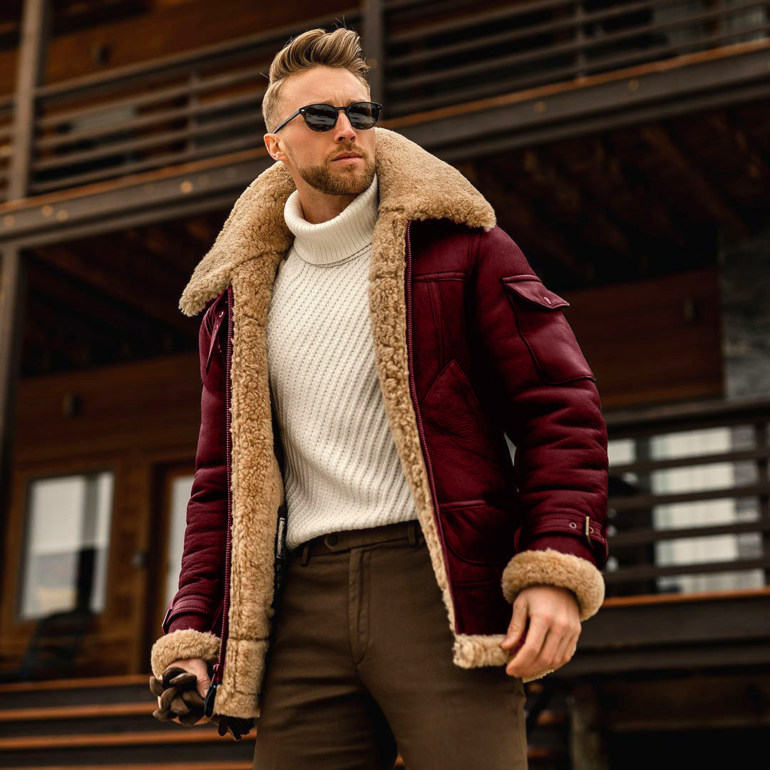 Warm winter men's fur one-piece jacket, thickened faux fur fur jacket - FITzzE rghbeu-b4.myshopify.com Warm winter men's fur one-piece jacket, thickened faux fur fur jacket
