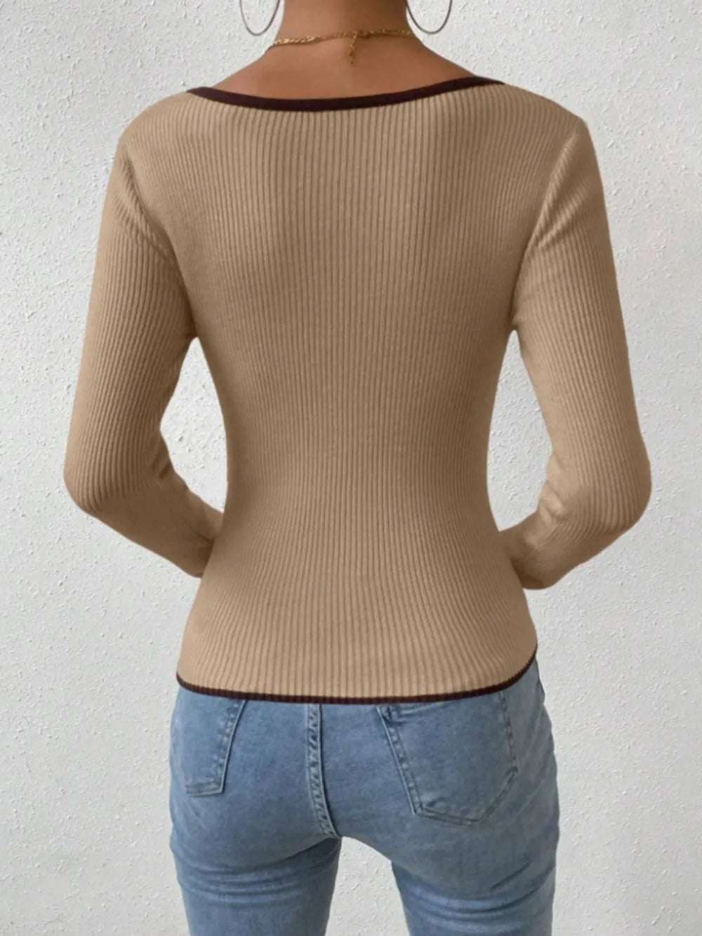 Women's Vertical Pattern Pit Strip Slim Knitted Top - FITzzE rghbeu-b4.myshopify.com Women's Vertical Pattern Pit Strip Slim Knitted Top