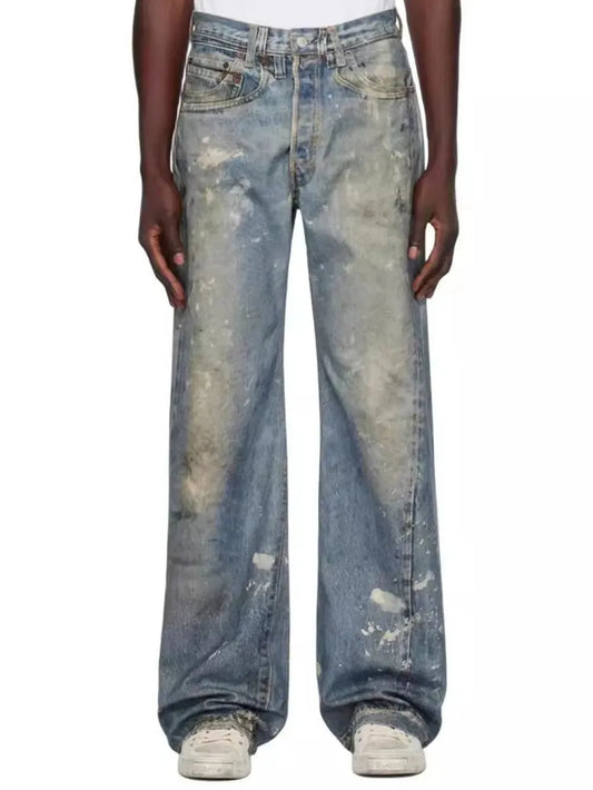 Men’s Washed Printed Straight Jeans – Stylish Casual Denim with a Modern Streetwear Edge eprolo