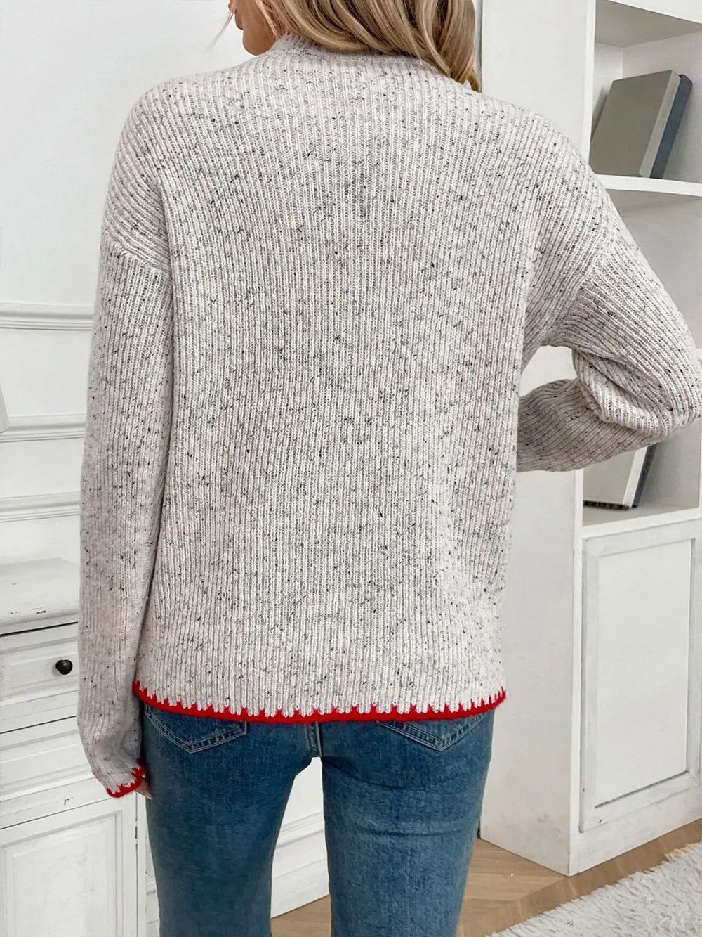 Perfee Contrast Heart Round Neck Long Sleeve Sweater eprolo
