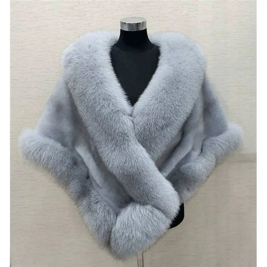 Luxury Fur Women’s Poncho – Fluffy Plush Shawl & Cape Coat for Evening, Wedding & Banquet Events eprolo