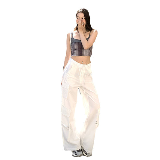 Loose Straight-Leg Wide-Leg Pants for Women with Lace Trim Breathable and Quick-Dry Design - FITzzE