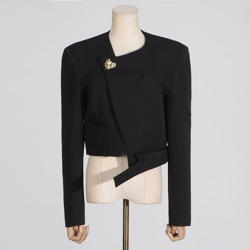 Solid-color suit with pockets patchwork and an irregular design showing a high-end look - FITzzE