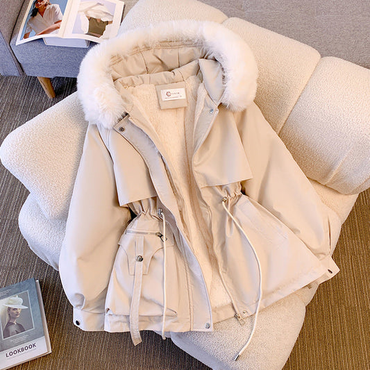 Fitzze Original Thin Down Cotton Jacket – Thick Fashionable Fur-Integrated Winter Coat for Women eprolo
