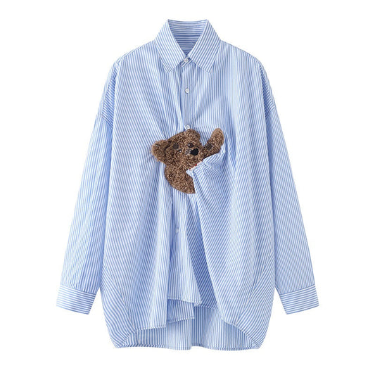 Autumn Retro Cute Striped Shirt – French Coffee Break Inspired Casual Top for Women eprolo