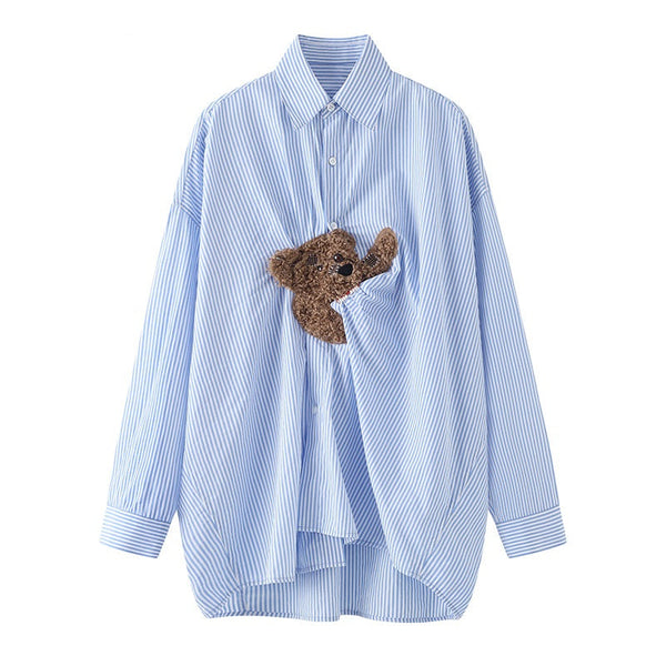 Autumn Retro Cute Striped Shirt – French Coffee Break Inspired Casual Top for Women eprolo