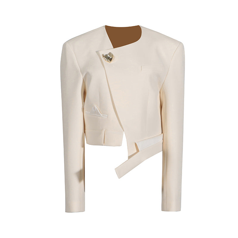 Solid-color suit with pockets patchwork and an irregular design showing a high-end look - FITzzE