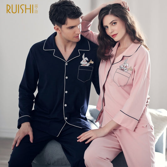 J&Q Arrival pajamas couple cotton pajama set men and women matching pajamas night suit mall high quality top brand sleepwear - FITzzE