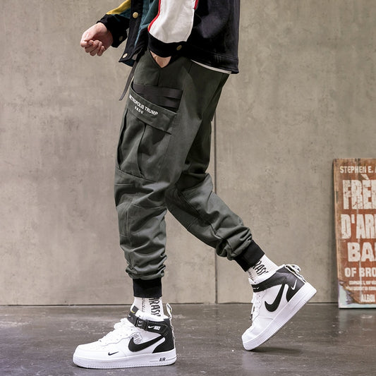 Single Road Mens Cargo Pants Urban Hip Hop Joggers Men Techwear Male Harajuku Streetwear Harem Casual Pants Trousers For Men - FITzzE