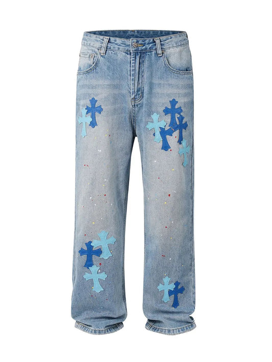 Men’s Cross Wide Straight Jeans – Trendy Loose-Fit Denim for a Modern Streetwear Look eprolo