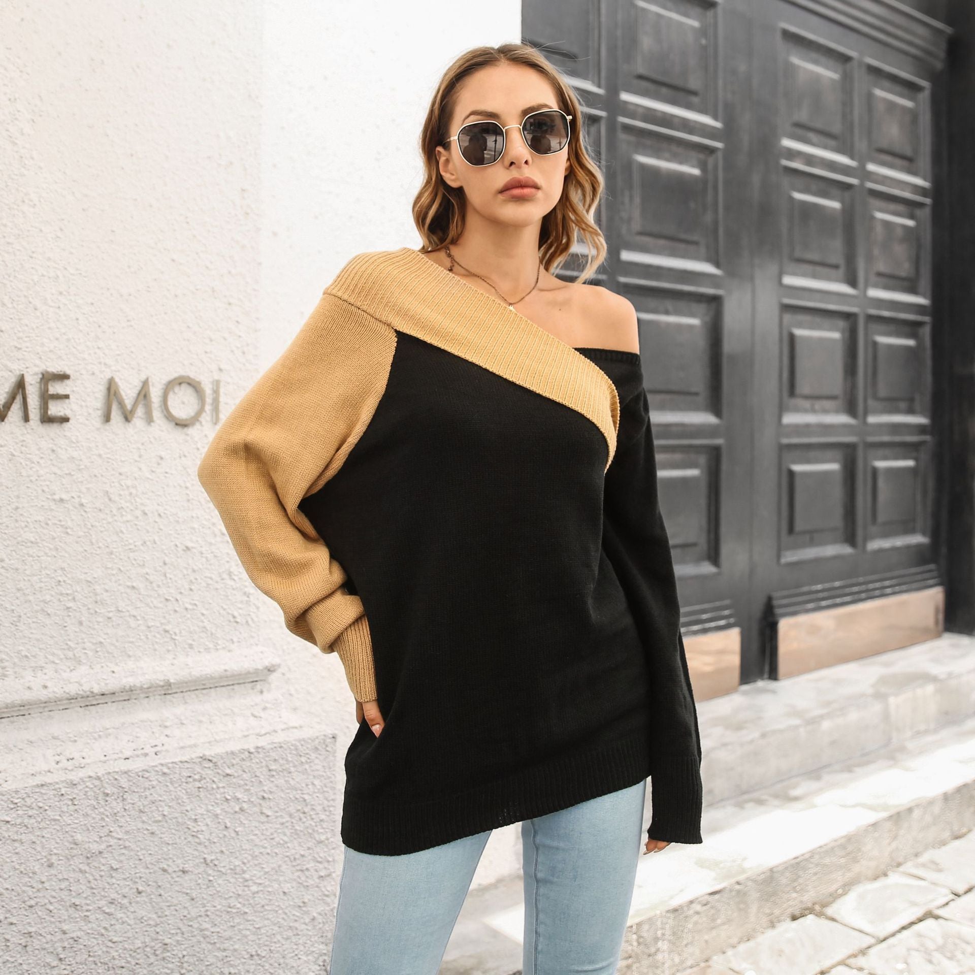 Design Sense Loose Knit Sweater -Stylish Autumn & Winter Long Sleeve Sweater for Women - FITzzE