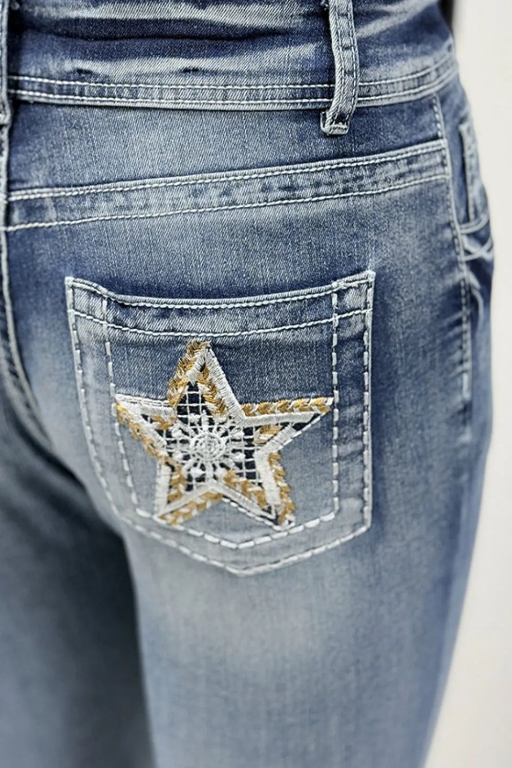 Star Embroidered Bootcut Jeans eprolo
