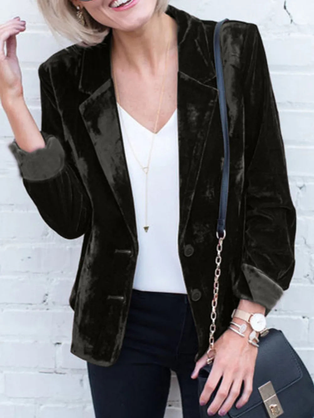 Button Up Lapel Collar Blazer - FITzzE rghbeu-b4.myshopify.com Button Up Lapel Collar Blazer