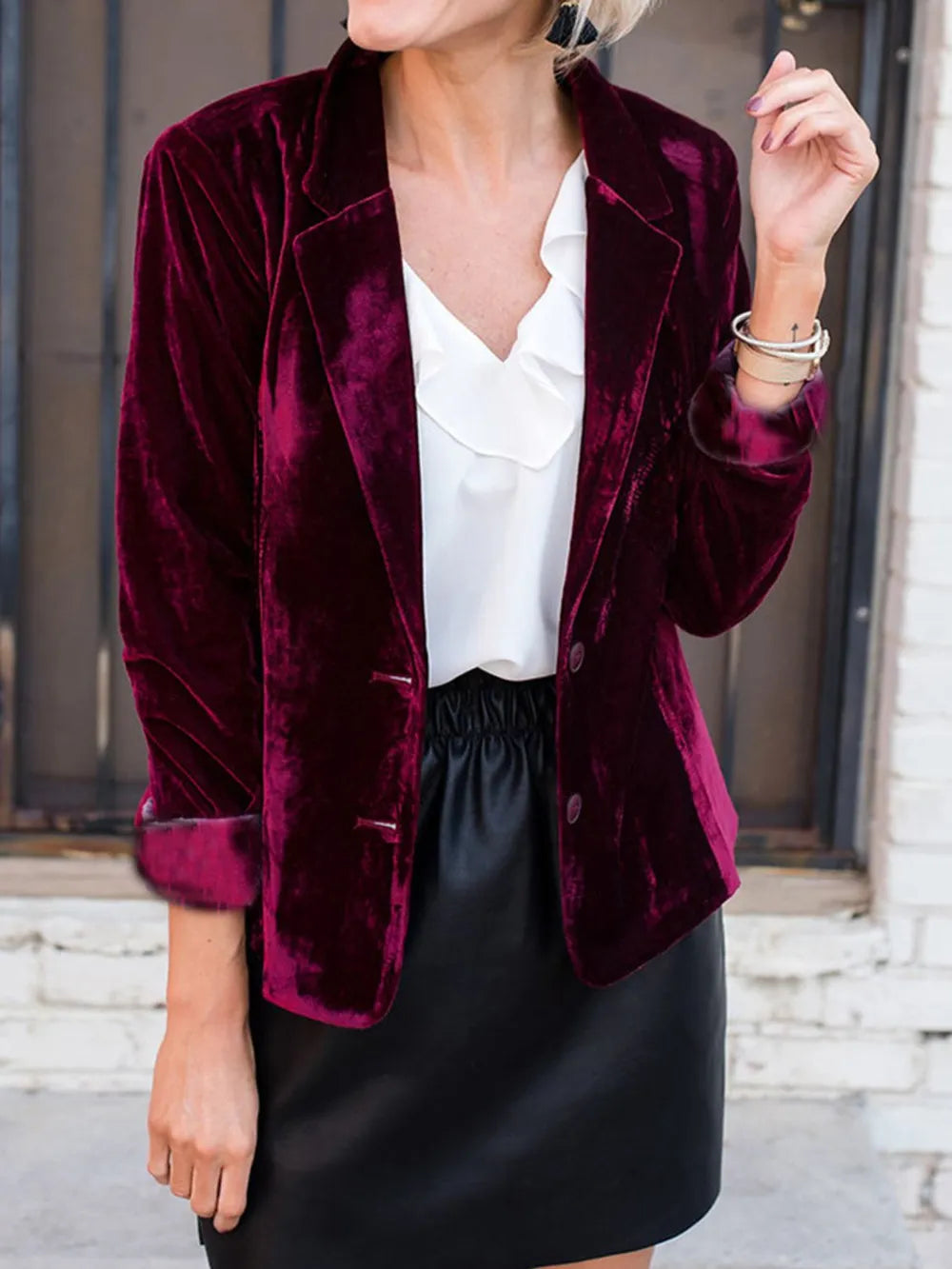 Button Up Lapel Collar Blazer - FITzzE rghbeu-b4.myshopify.com Button Up Lapel Collar Blazer