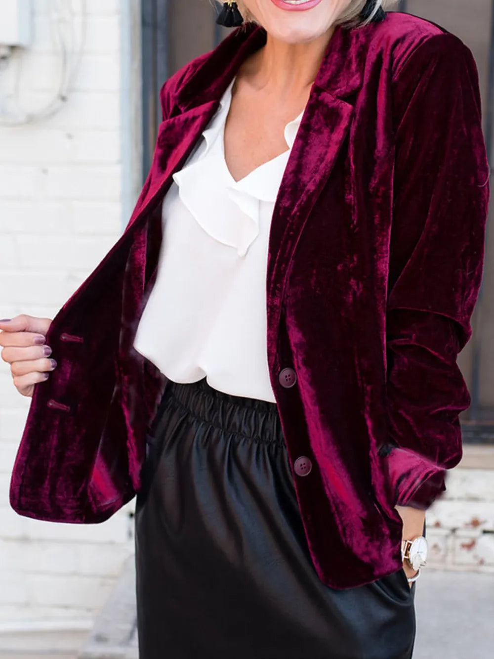 Button Up Lapel Collar Blazer - FITzzE rghbeu-b4.myshopify.com Button Up Lapel Collar Blazer
