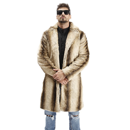 Hot Men Suit Collar Faux High Quality Rabbit Fur Leather Jacket Winter Warm Turn-down Collar Luxury Mink Fur Mens Fur Coat - FITzzE