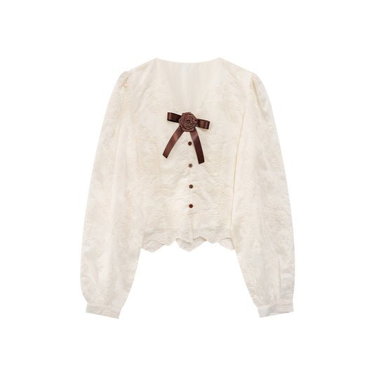 Chic Embroidered Bow Blouse - FITzzE rghbeu-b4.myshopify.com Chic Embroidered Bow Blouse