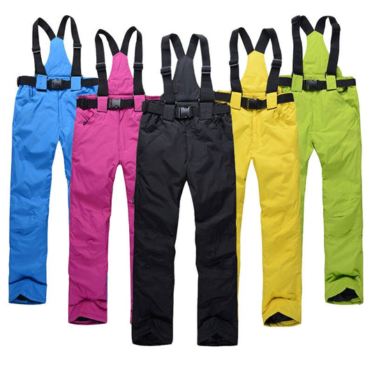 Women Men Ski Pants Brands Outdoor Sports Suspenders Windproof Waterproof Trousers - FITzzE