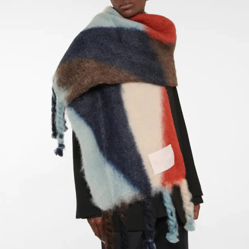 Scarf Women Men Winter Blanket Shawl Wraps Warm Mohair Scarves Geometry Print Cashmere - FITzzE