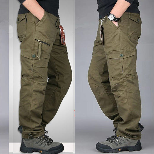 Men’s Cotton Cargo Overalls – Multi-Pocket Straight-Leg Baggy Trousers for Camping & Hiking eprolo