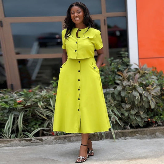 Temperament Round Neck Top & High Waisted Skirt Set | Fitzze eprolo