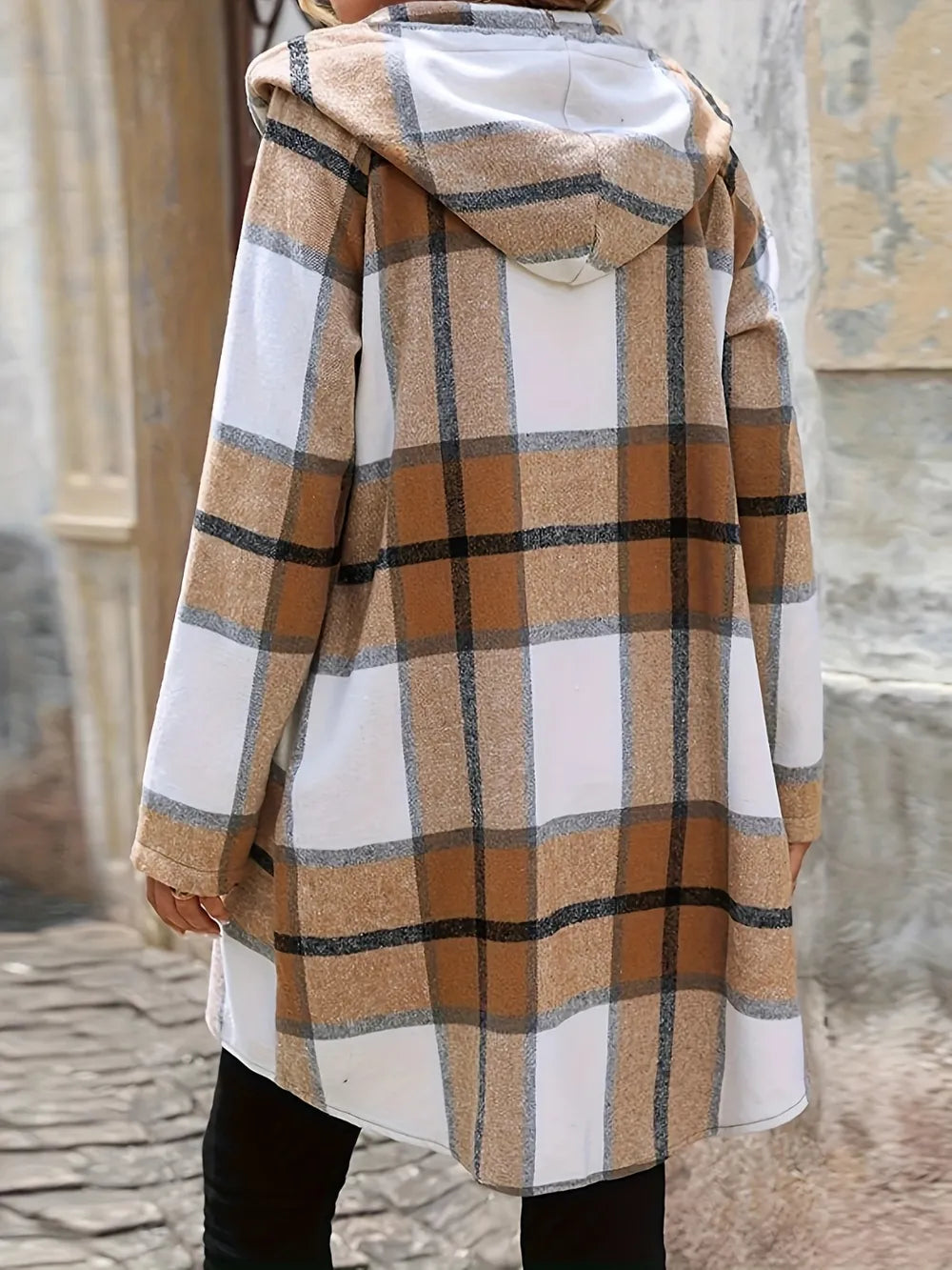 Drawstring Plaid Zip Up Hooded Outerwear - FITzzE rghbeu-b4.myshopify.com Drawstring Plaid Zip Up Hooded Outerwear