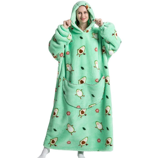 Super Long Flannel Blanket with Sleeves Winter Hoodies Sweatshirt Pullover Fleece Giant Wearable Blanket Hoodie Oversized - FITzzE