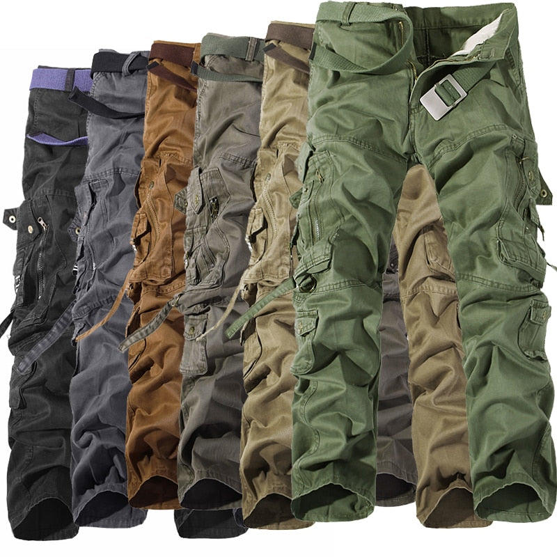 Military Tactical pants men Multi-pocket washed overalls men loose cotton pants male cargo pants for men trousers,size 28-42 - FITzzE