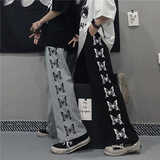 Retro Genjuku Butterfly Print Pants – Loose Casual Wide-Leg Trousers for a Slim & Stylish Look eprolo