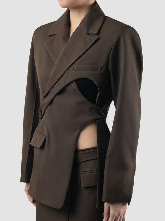 Fashionable and personalized lace up waist cinching hollow out small suit - FITzzE rghbeu-b4.myshopify.com Fashionable and personalized lace up waist cinching hollow out small suit