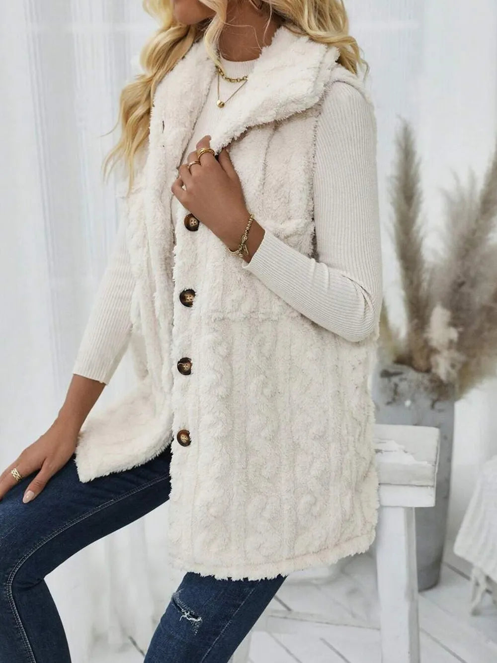 Fuzzy Button Up Vest Coat - FITzzE rghbeu-b4.myshopify.com Fuzzy Button Up Vest Coat