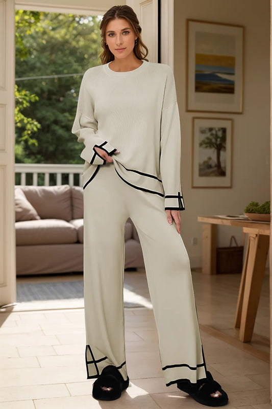 High-Low Round Neck Top and Pants Sweater Set - FITzzE rghbeu-b4.myshopify.com High-Low Round Neck Top and Pants Sweater Set