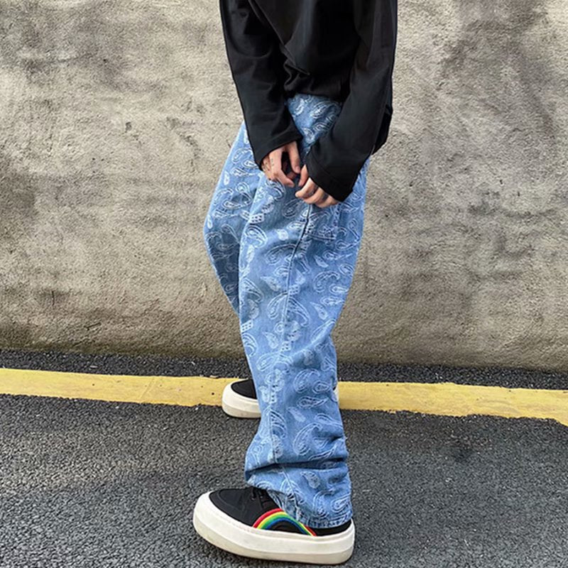 Jeans men's trendy straight leg loose Japanese pants trend Korean wide leg - FITzzE rghbeu-b4.myshopify.com Jeans men's trendy straight leg loose Japanese pants trend Korean wide leg