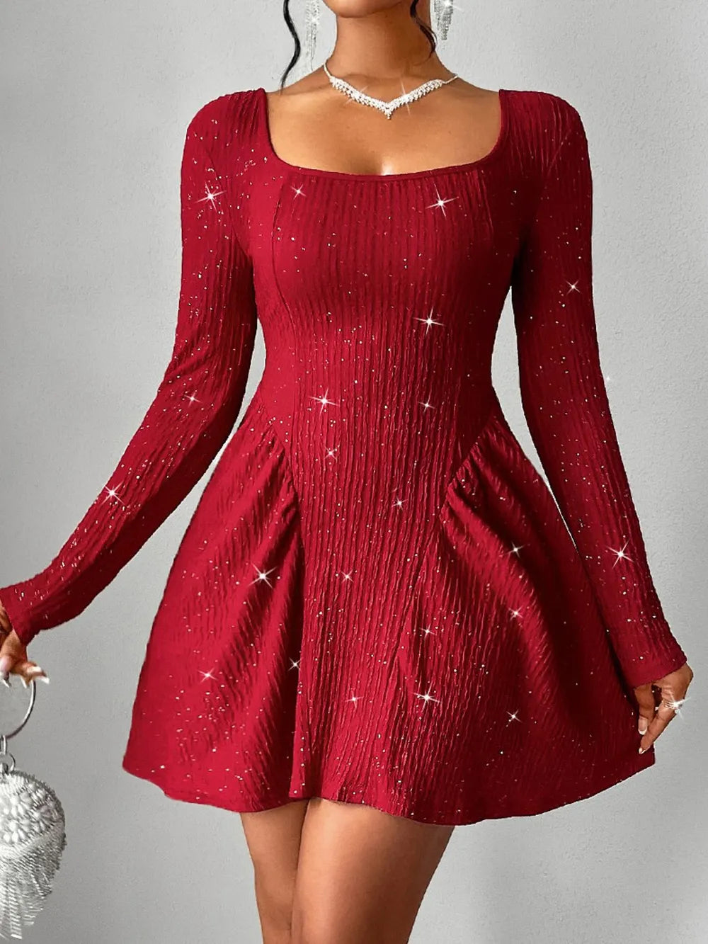 Long sleeved square neck dress sexy dress solid color autumn - FITzzE rghbeu-b4.myshopify.com Long sleeved square neck dress sexy dress solid color autumn