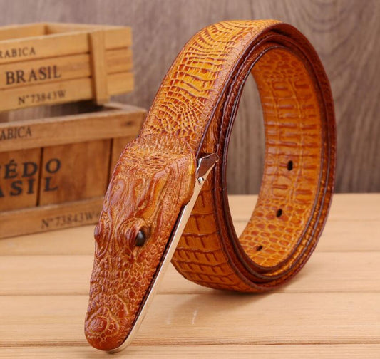 Luxury Alligator Design Cowhide Leather Crocodile Belts for Men - FITzzE rghbeu-b4.myshopify.com Luxury Alligator Design Cowhide Leather Crocodile Belts for Men
