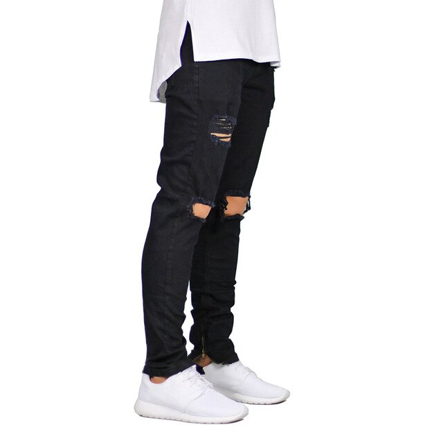 Men Destroyed Ripped Design Ankle Zipper Skinny Jeans - FITzzE rghbeu-b4.myshopify.com Men Destroyed Ripped Design Ankle Zipper Skinny Jeans