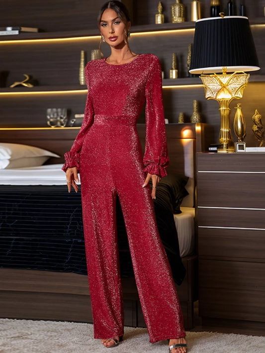 Perfee Cutout Round Neck Long Sleeve Jumpsuit - FITzzE rghbeu-b4.myshopify.com Perfee Cutout Round Neck Long Sleeve Jumpsuit