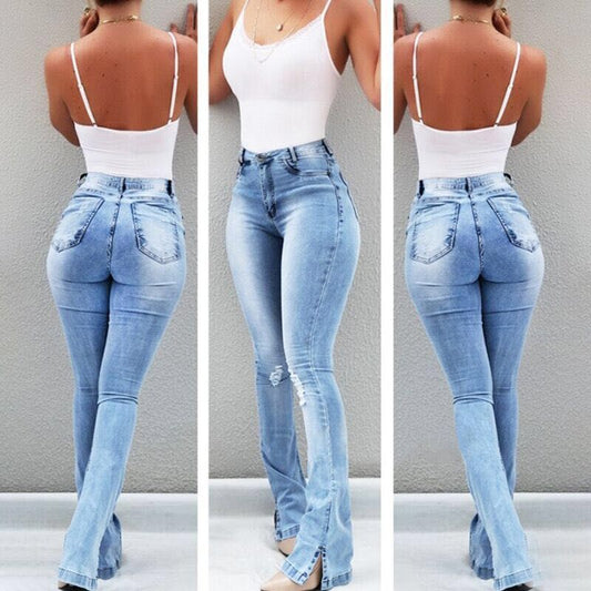 Stretch Flare High Waist Jeans Trousers For Women - FITzzE rghbeu-b4.myshopify.com Stretch Flare High Waist Jeans Trousers For Women