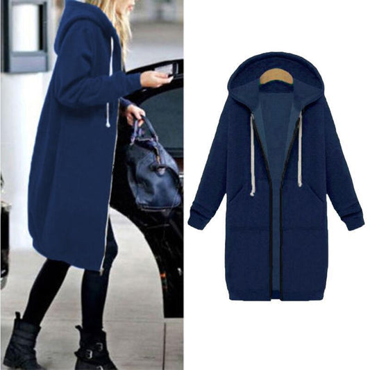 Women Long Coat Autumn  Winter Hooded Jacket Female Sweater Ladies Cardigans - FITzzE rghbeu-b4.myshopify.com Women Long Coat Autumn  Winter Hooded Jacket Female Sweater Ladies Cardigans